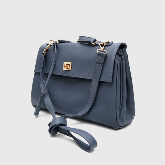Premium blue shoulder and crossbody satchel bag for women