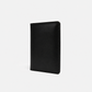 Slim black card holder wallet for men with genuine leather finish, lightweight pocket-friendly design, and modern minimalist style.