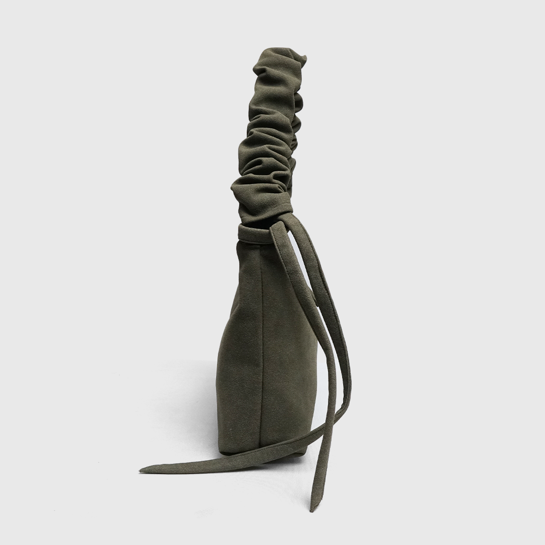 Suede texture olive handbag