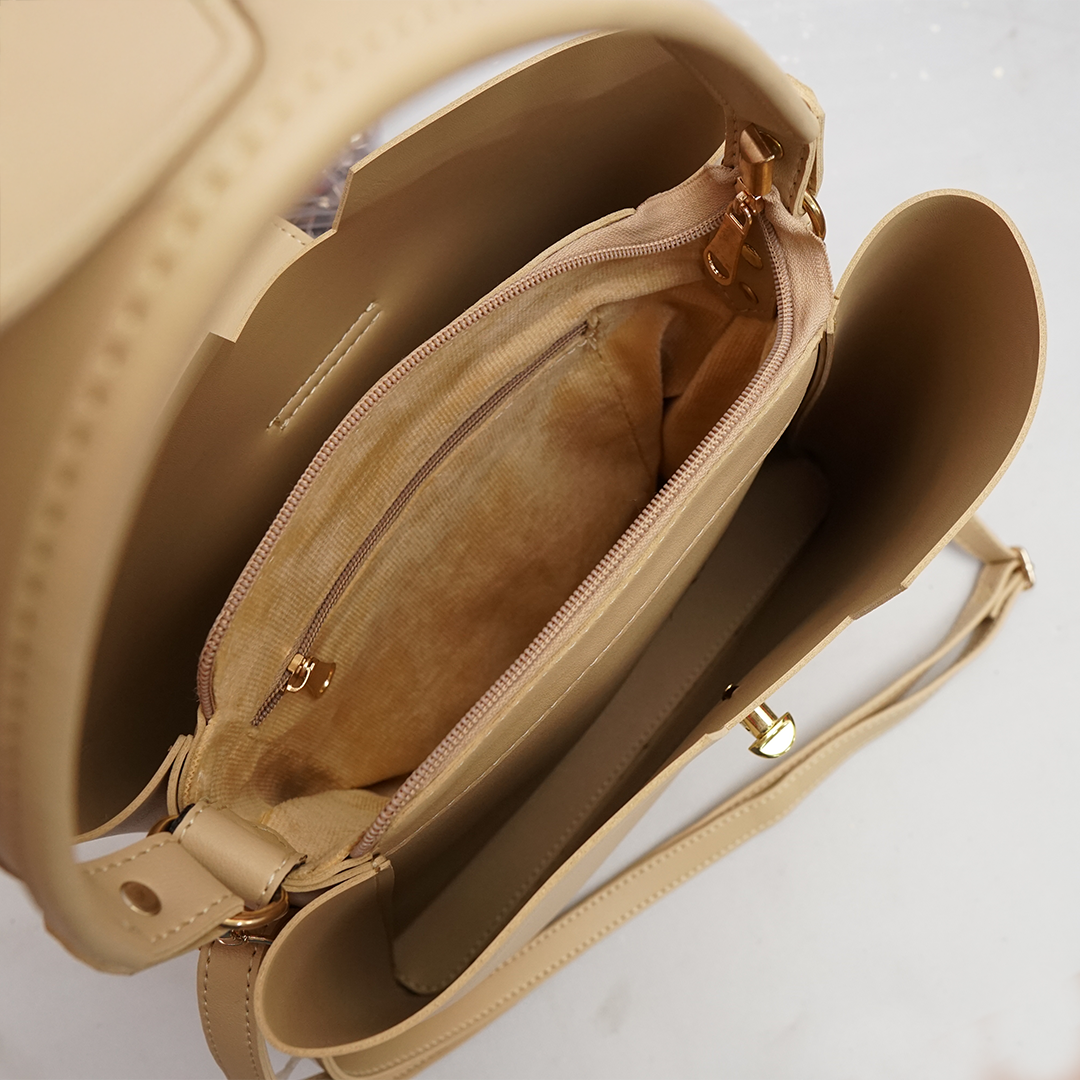 premium beige leather handbag crossbody