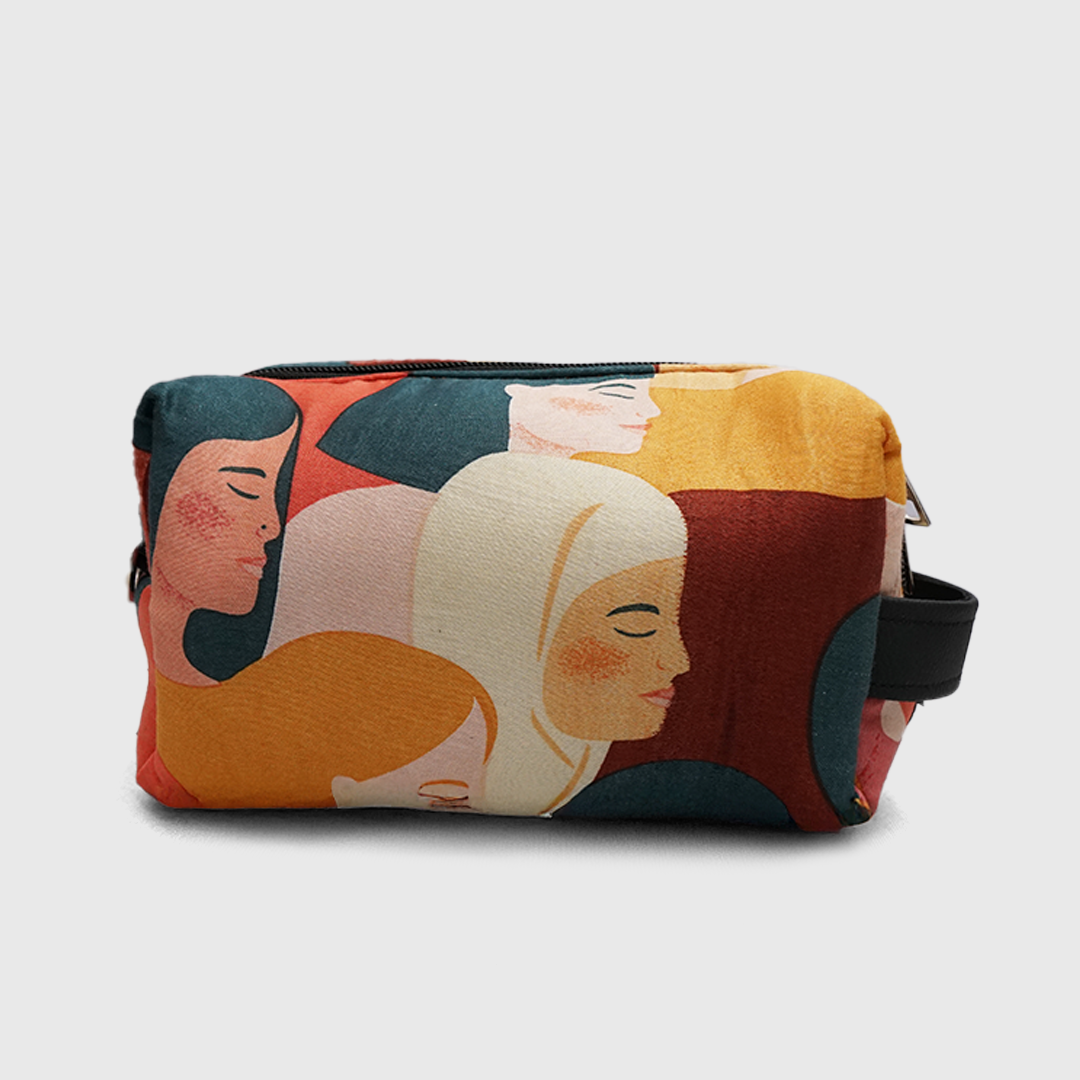 abstract faces toiletry bag colorful printed cosmetic pouch travel organizer