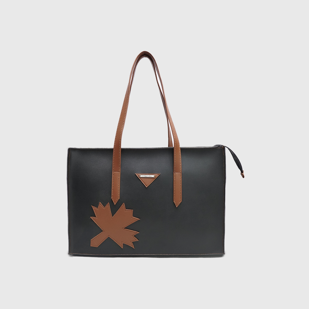 autumn leaf tote black bag front view