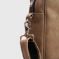 beige office laptop bag side angle with shoulder strap