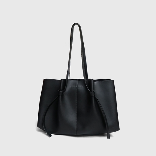 black minimalist tote bag synthetic leather