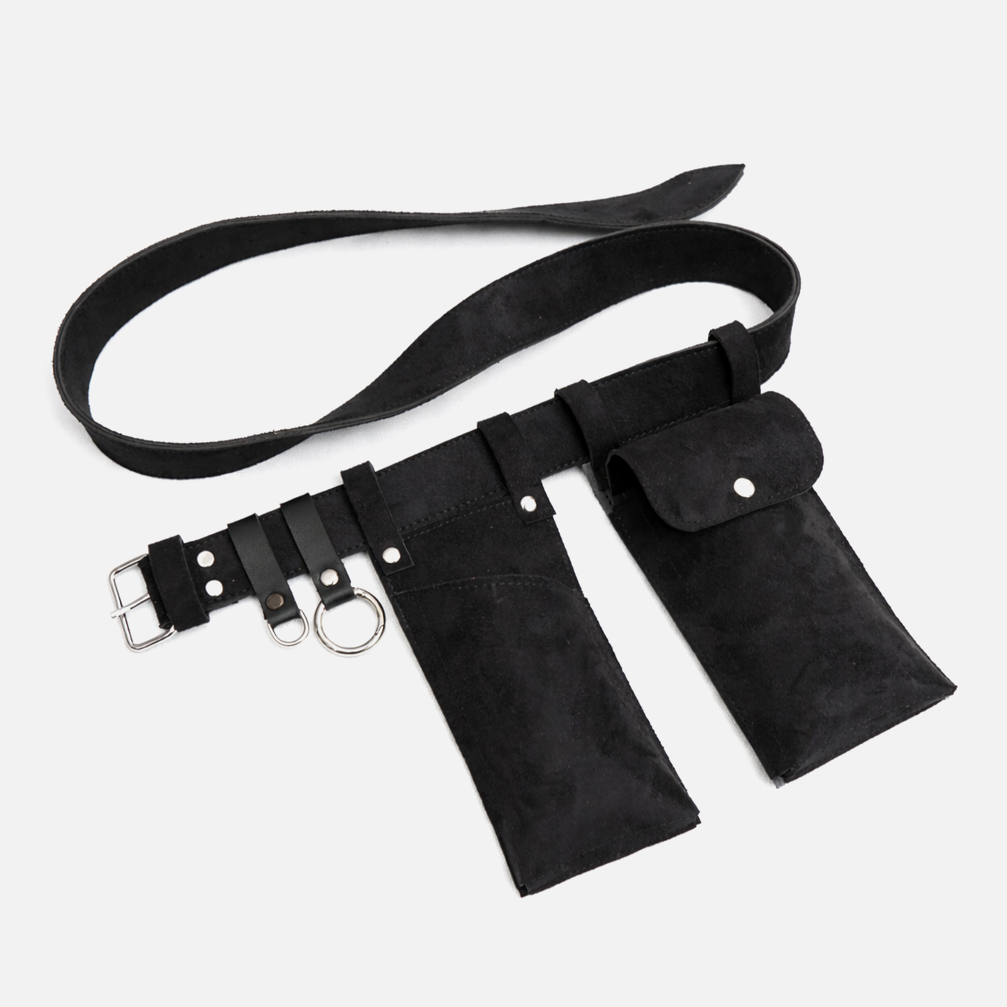 black utility waist belt with multiple pockets minimalist hands free belt bag Pakistan