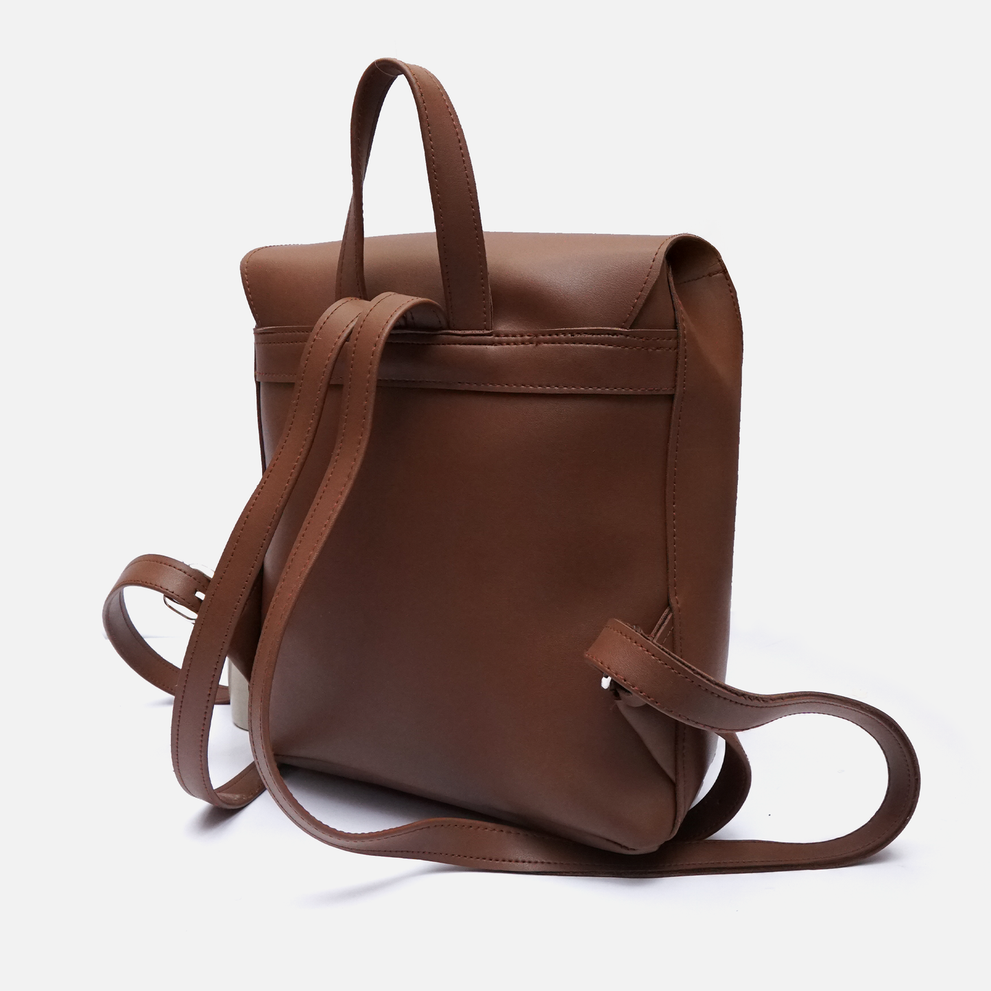 brown backpack adjustable straps back side