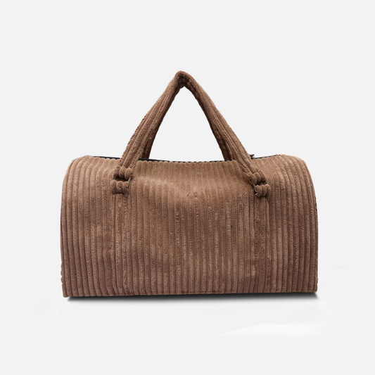 brown corduroy duffle bag for travel and gym use in Pakistan