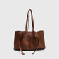 brown minimalist tote bag side view structured faux leather shoulder bag Pakistan