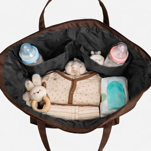 brown teddy diaper bag for baby travel and daily use