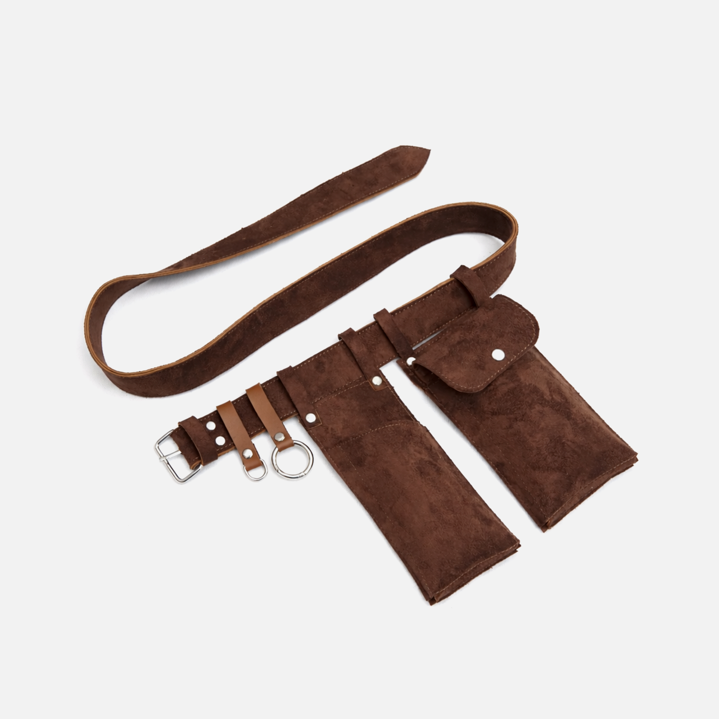 brown utility waist belt bag for women multi pocket hands free belt pouch stylish