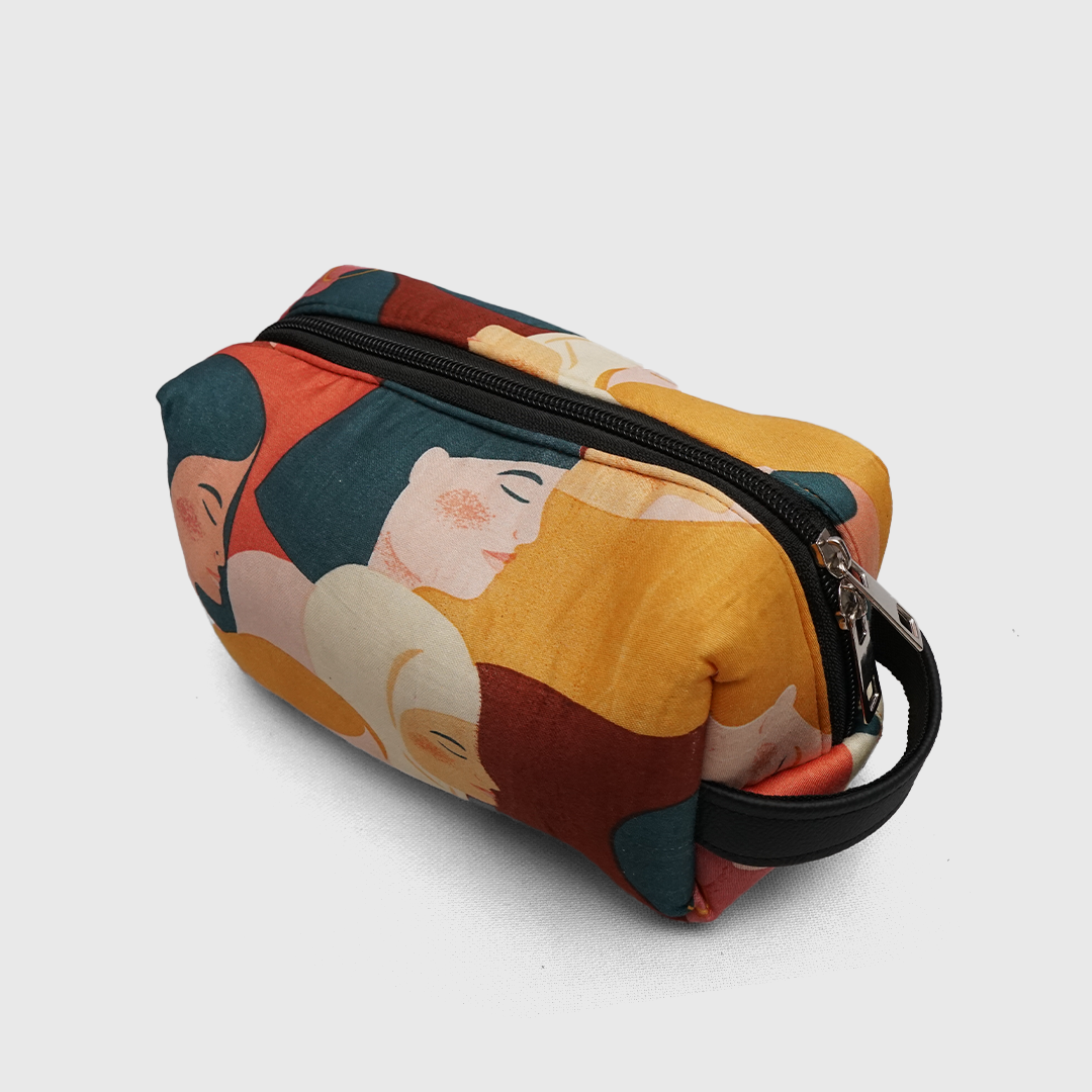 colorful abstract faces makeup bag zipper pouch stylish toiletry organizer
