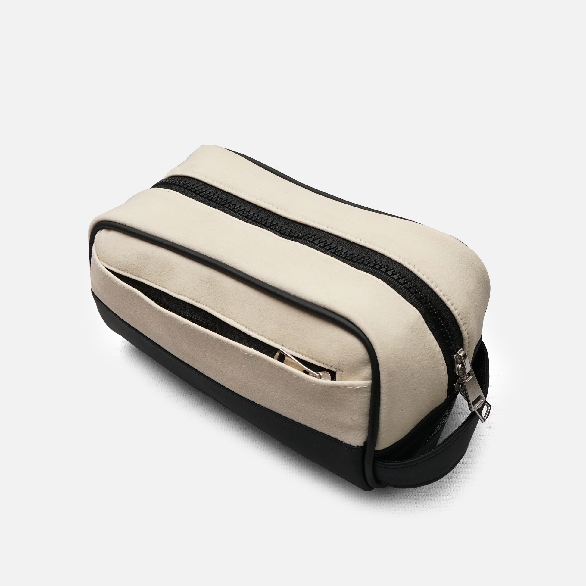compact cream toiletry bag for grooming essentials