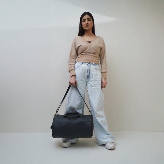 Black gym duffle bag