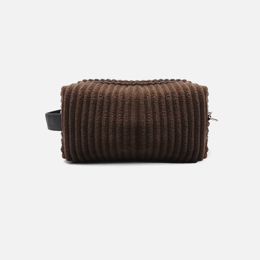 Brown Cozy ribbed toiletry bag