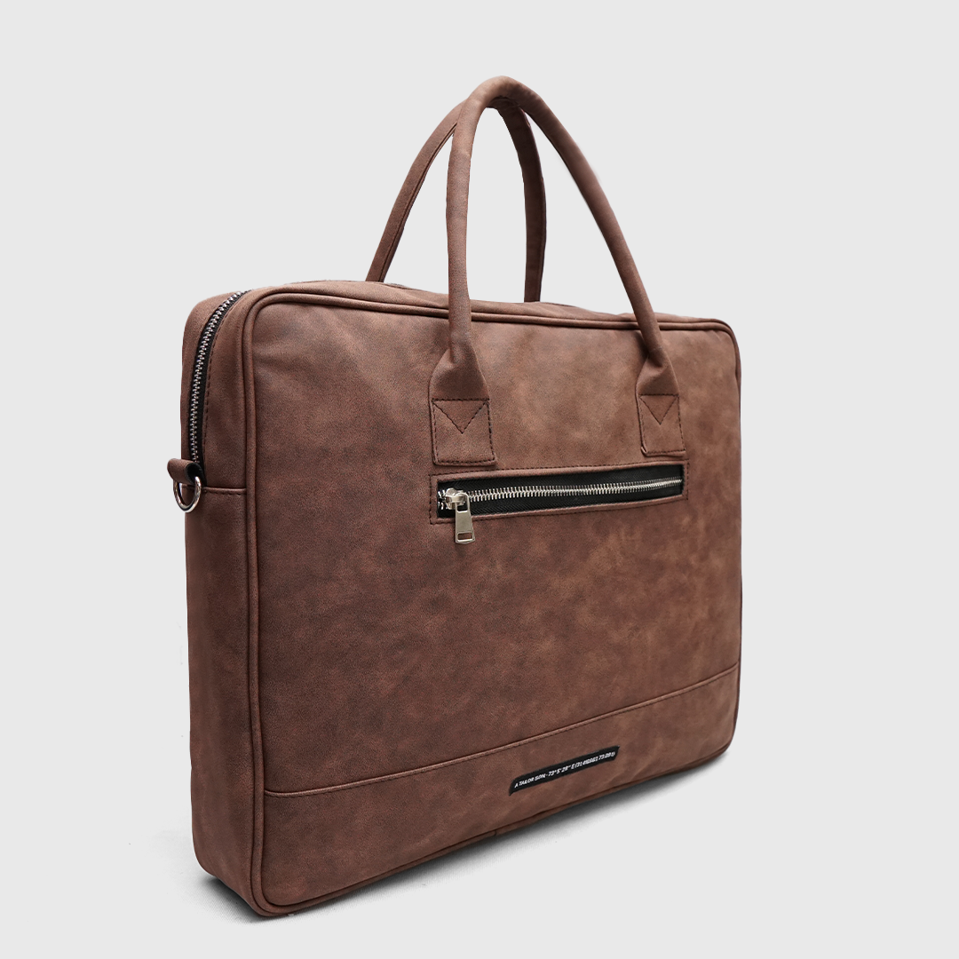 men professional laptop bag with shoulder strap brown