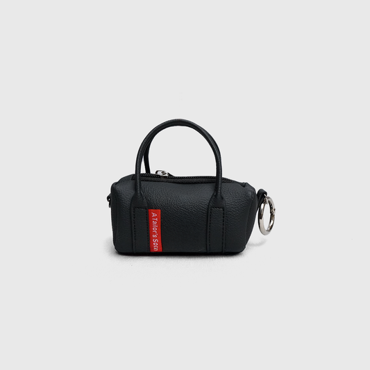 mini black duffle keychain pouch