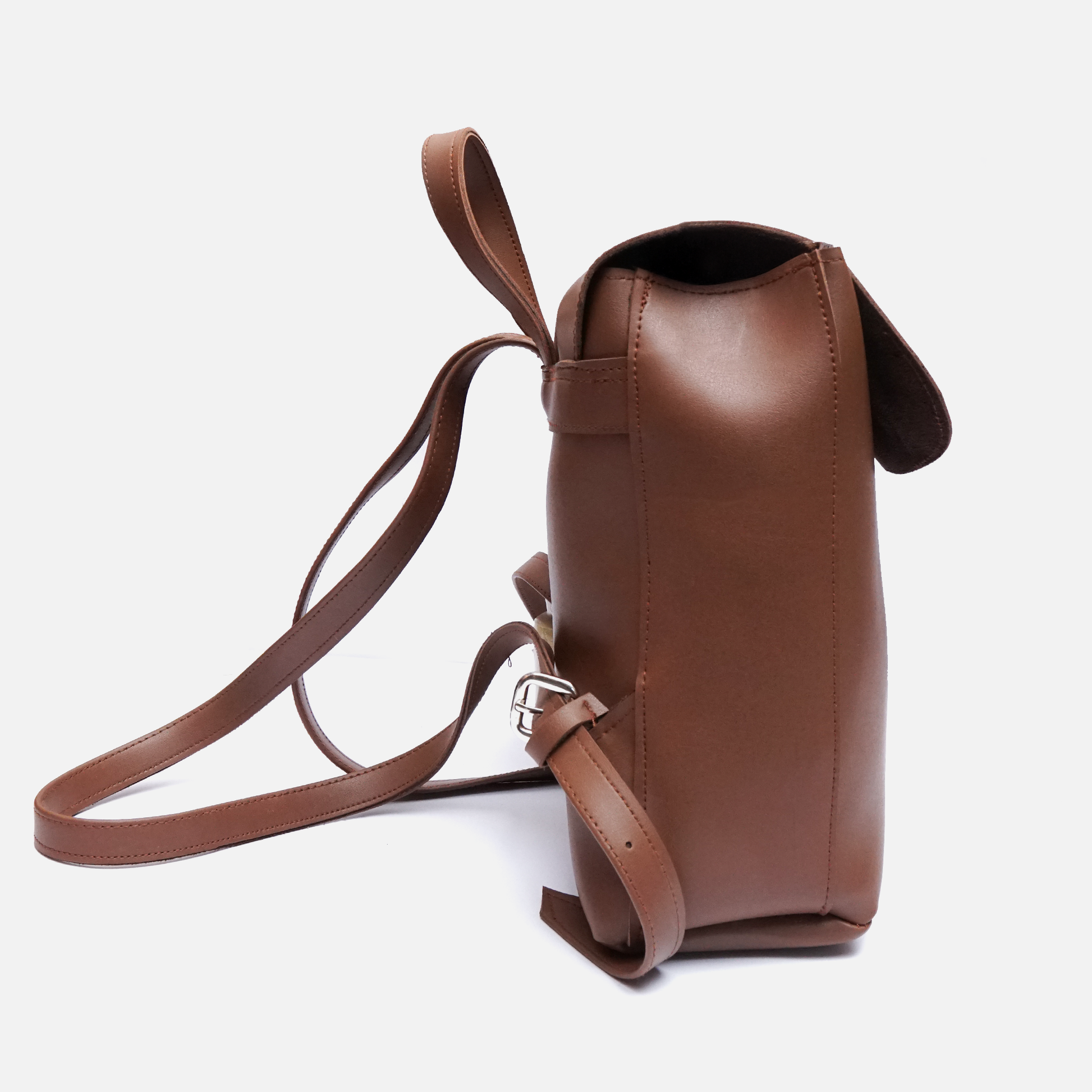 mini leather backpack inside compartment view