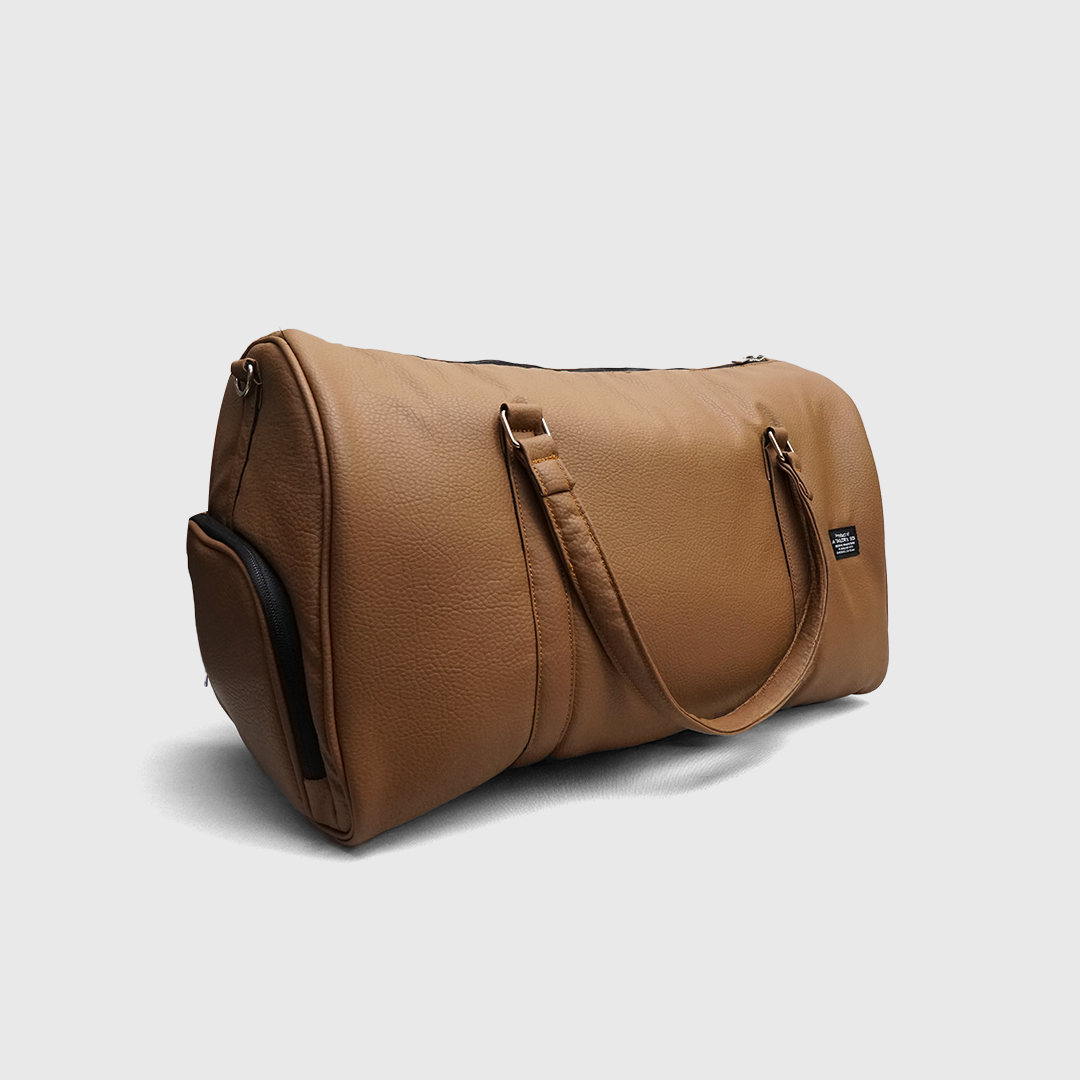 minimalist brown gym duffle bag