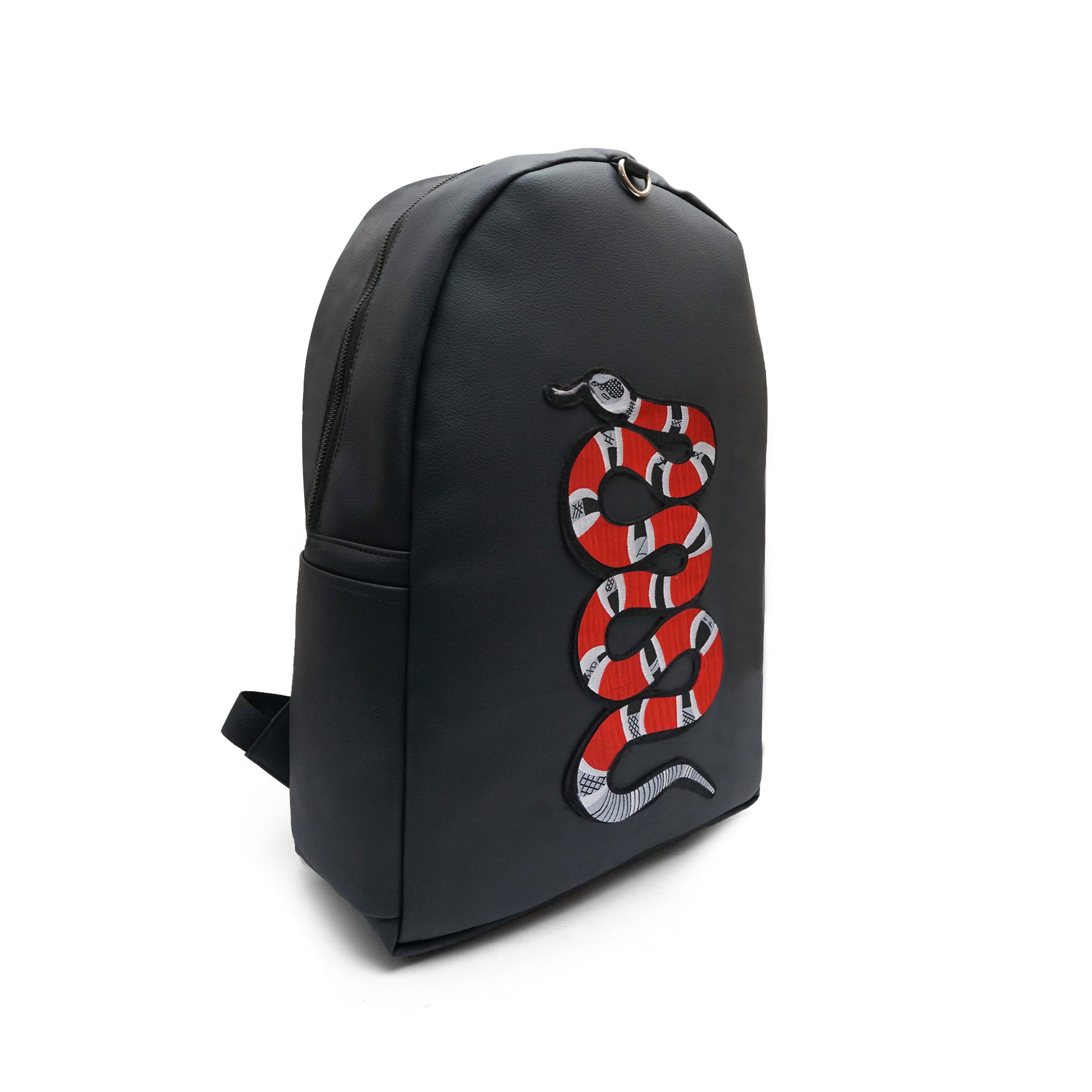 black leather snake backpack Embroiderd snake backpack – A tailor's son