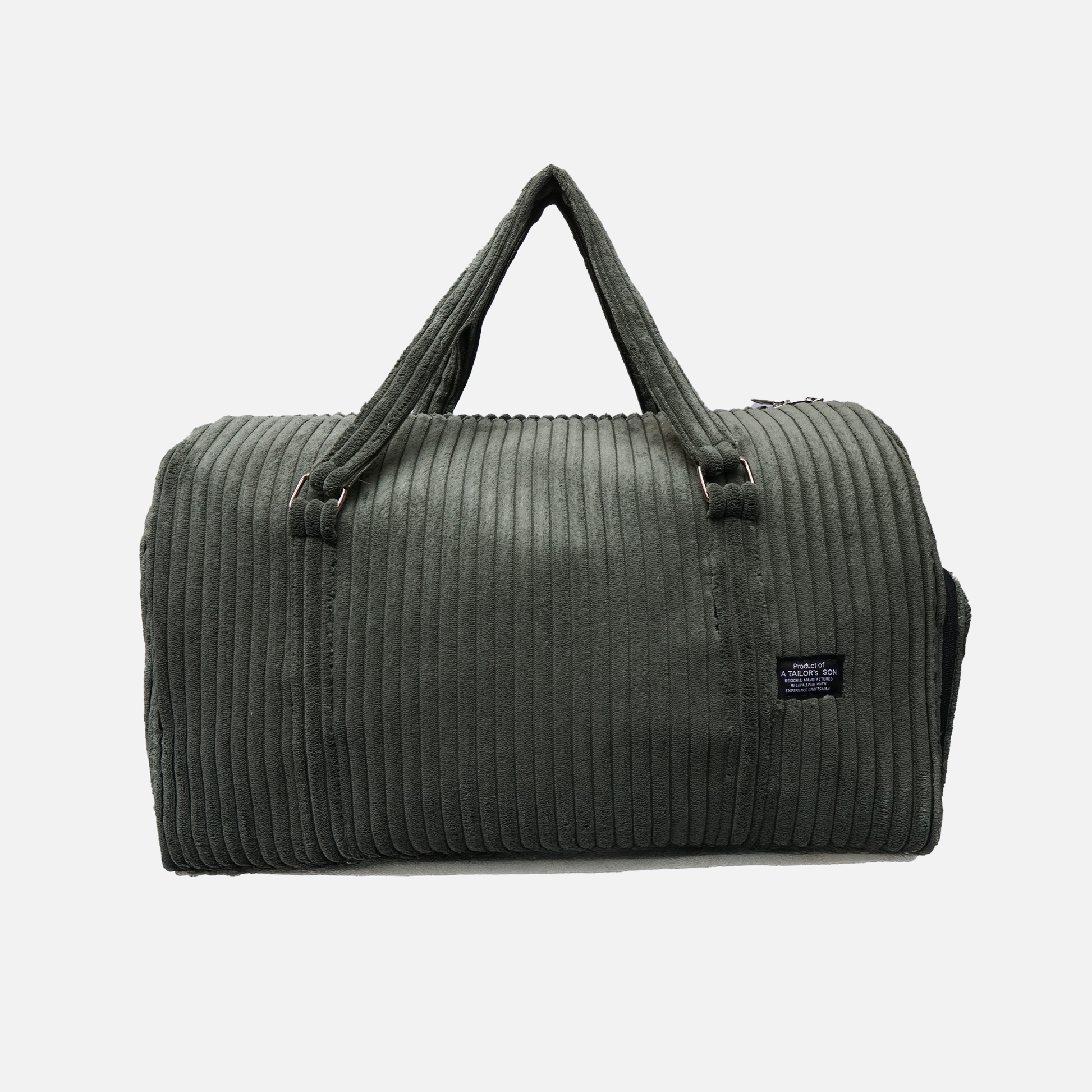 olive green ribbed corduroy duffle bag travel weekender bag