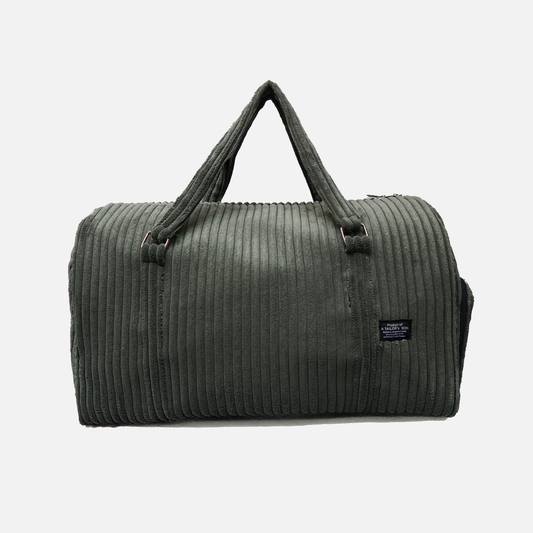 olive green ribbed corduroy duffle bag travel weekender bag