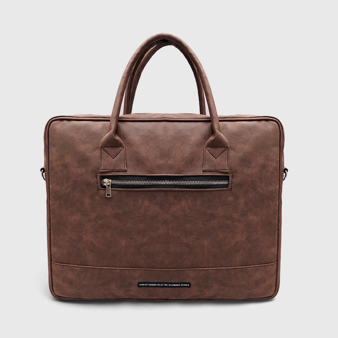 premium brown laptop briefcase front view office bag