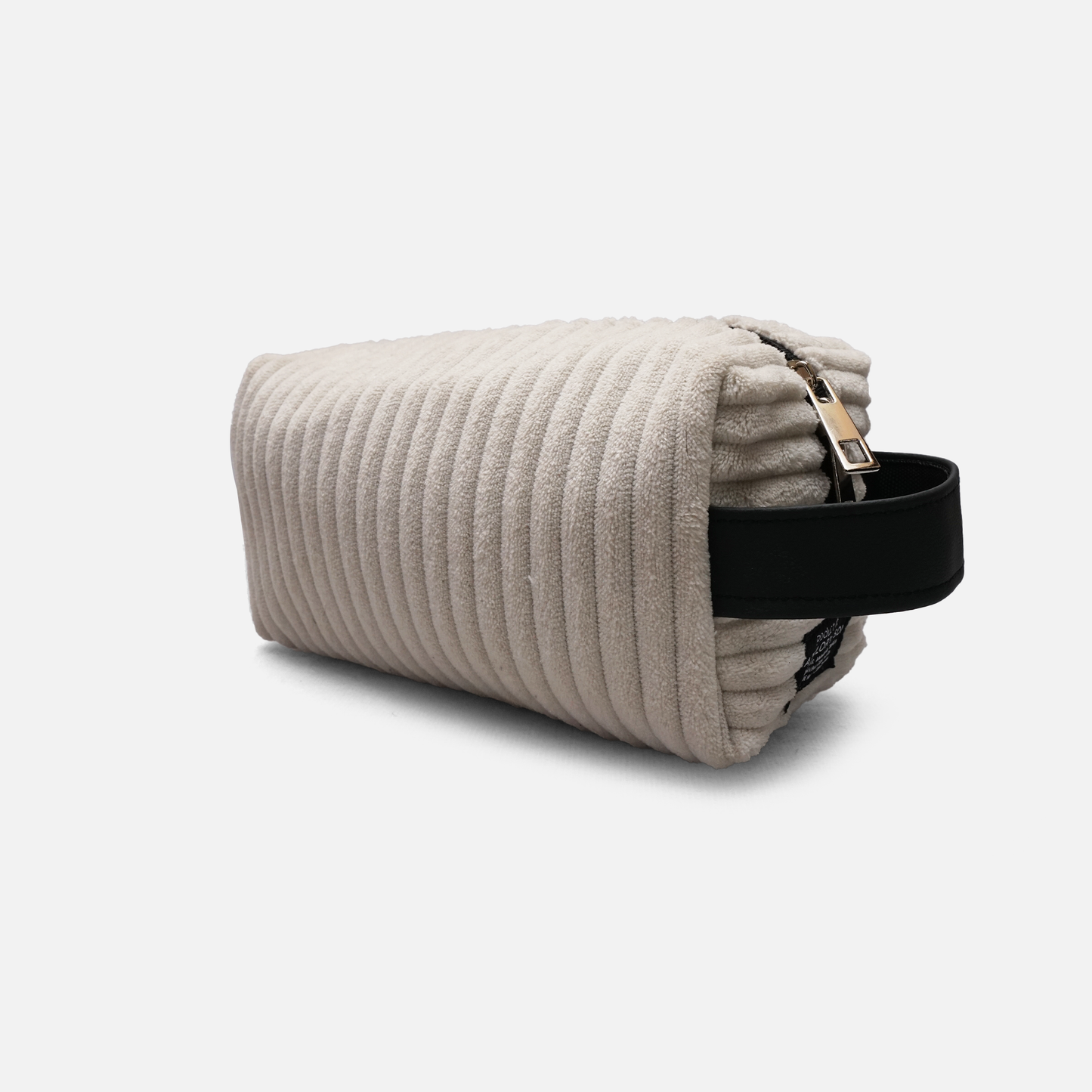 premium corduroy travel toiletry bag white