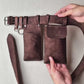 brown utility waist belt bag for women multi pocket hands free belt pouch stylish