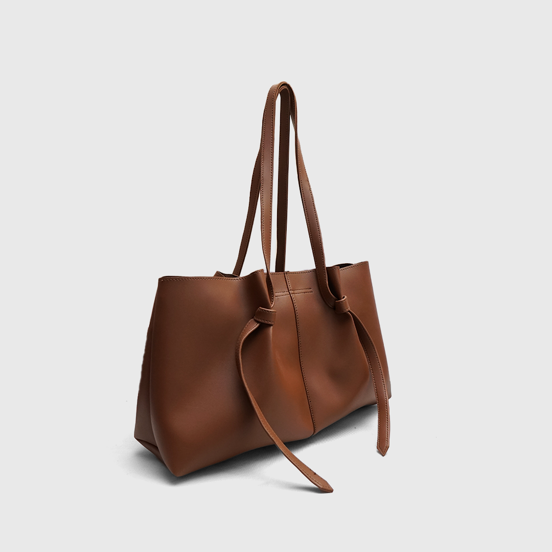 brown tote bag open compartments organizer inside large capacity handbag for daily use