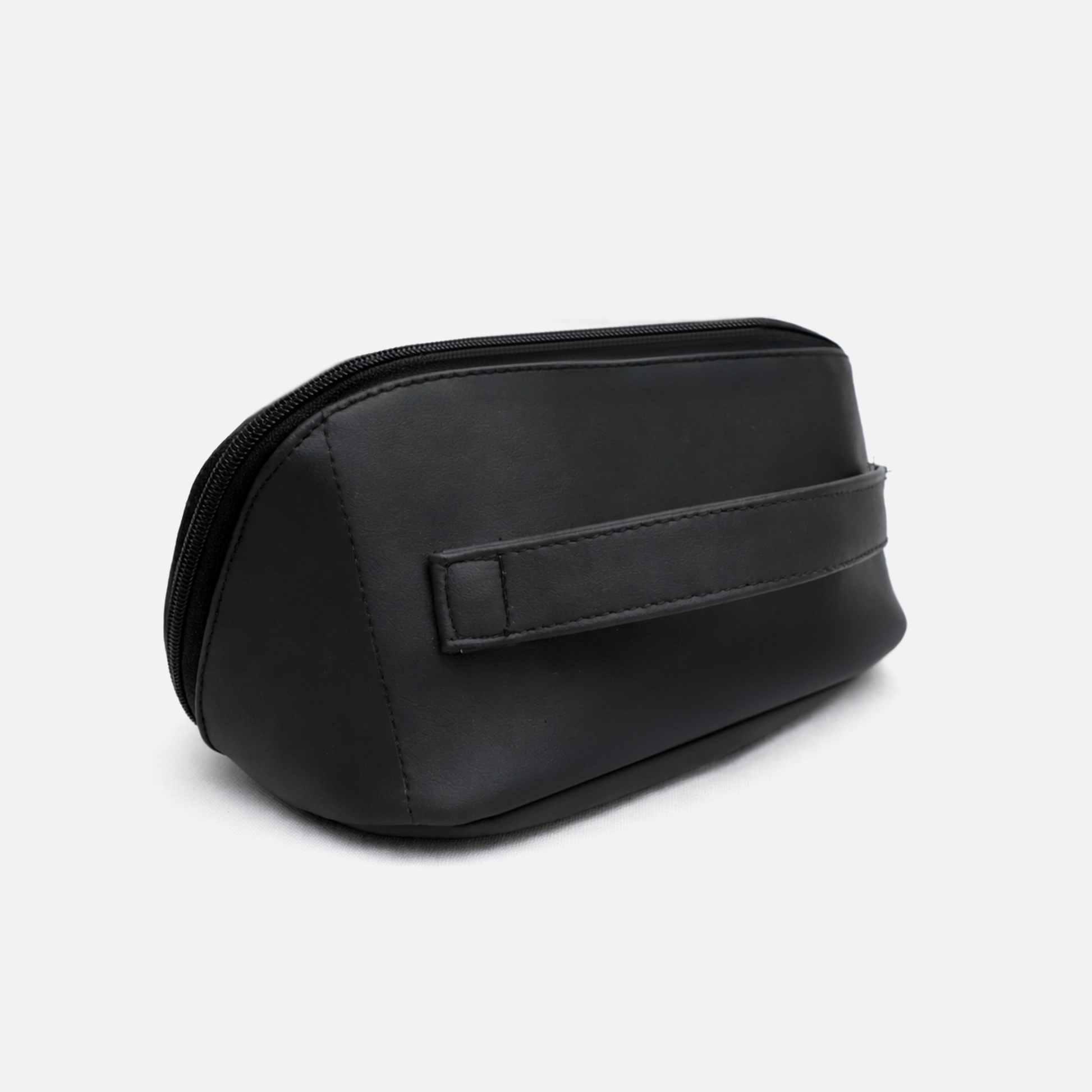 structured toiletry case with grey lining inside